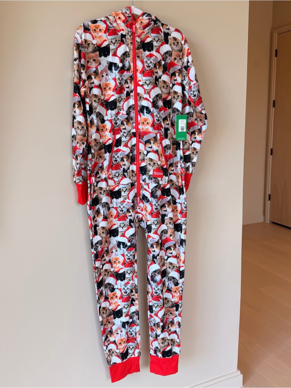 Tipsy Elves Meowy Catmus Jumpsuit Christmas Cat Onesie Size S NWT